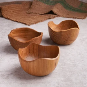 Teak Wood Serving Bowls Set of 3