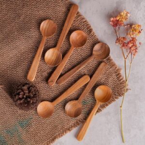 Teak Wood Spoons Set of 7 – Short Handmade Wooden Spoons